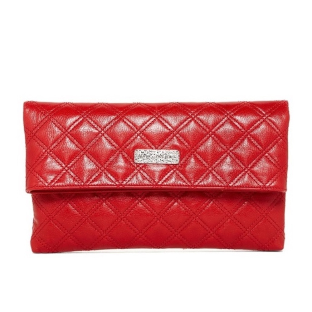 MARC JACOBS Large Eugenie Quilted Foldover Clutch Bag in Cherry Red